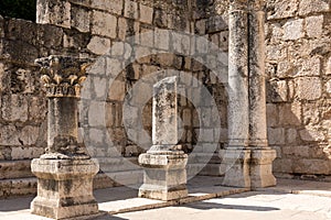 Ruins of ancient synagogue in Capernaum - Israel