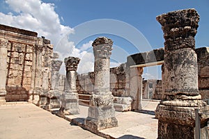 Ruins of ancient synagogue in Capernaum, Israel. photo