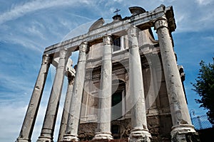 Ruins of the Ancient Temple of Antoninus and Faustina in the Roman Forum