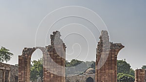 Ruins of the ancient temple complex Qutb Minar