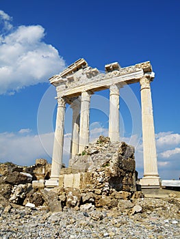 Ruins of ancient temple dedicated to Apollo in Side, Turkey