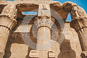 The ruins of the ancient temple of Horus in Edfu, Egypt