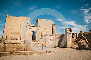 The ruins of the ancient temple of Horus in Edfu, Egypt