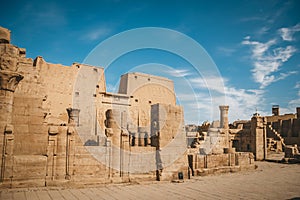 The ruins of the ancient temple of Horus in Edfu, Egypt