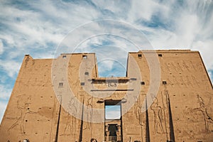 The ruins of the ancient temple of Horus in Edfu, Egypt