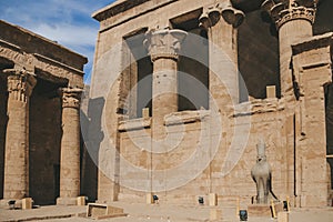 The ruins of the ancient temple of Horus in Edfu, Egypt