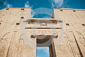 The ruins of the ancient temple of Horus in Edfu, Egypt