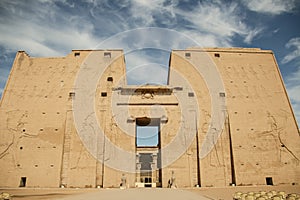 The ruins of the ancient temple of Horus in Edfu, Egypt