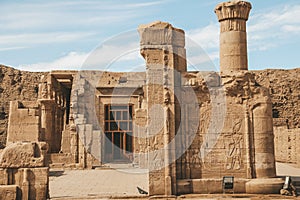 The ruins of the ancient temple of Horus in Edfu, Egypt