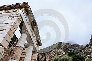 Ruins of an ancient temple, Temple Of Apollo At Delphi Oracle, Greece photo