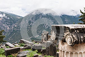 Ruins of an ancient temple, Temple Of Apollo At Delphi Oracle, Greece photo