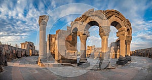 The ruins of the ancient temple of Zvartnots, Armenia