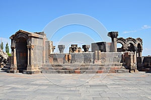 The ruins of the ancient temple of Zvartnots, Armenia