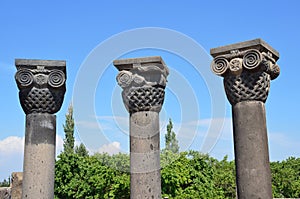 The ruins of the ancient temple of Zvartnots, Armenia