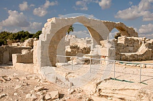 Ruins of ancient theatre - column marble photo