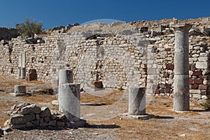 Ruins of the Ancient Thira town, Santorini island