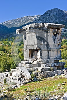 Ruins of ancient tombs in Sidyma,Turkey