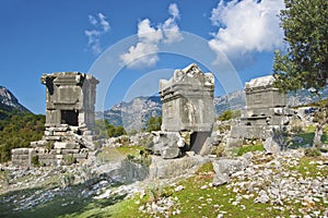 Ruins of ancient tombs in Sidyma,Turkey