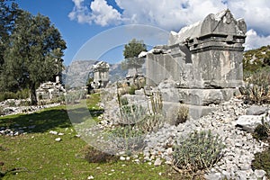 Ruins of ancient tombs in Sidyma,Turkey