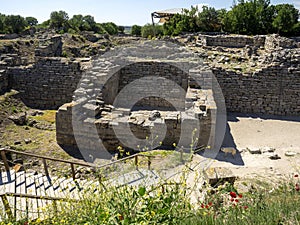 Ruins of ancient Troia city, Canakkale Dardanelles / Turkey