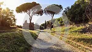 Ruins of the ancient Via Appia Appian Way in Rome