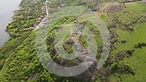 Ruins of ancient Vishegrad Fortress on the southern coast of Studen Kladenets reservoir near town of Kardzhali, Bul