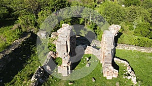 Ruins of ancient Vishegrad Fortress on the southern coast of Studen Kladenets reservoir near town of Kardzhali, Bul