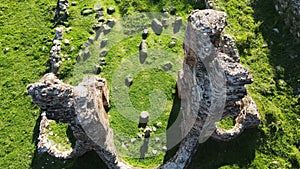 Ruins of ancient Vishegrad Fortress on the southern coast of Studen Kladenets reservoir near town of Kardzhali, Bul