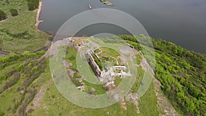 Ruins of ancient Vishegrad Fortress on the southern coast of Studen Kladenets reservoir near town of Kardzhali, Bul