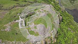 Ruins of ancient Vishegrad Fortress on the southern coast of Studen Kladenets reservoir near town of Kardzhali, Bul