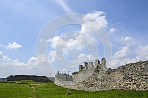 Ruins of the ancient wall of Kremenets Castle, located on Castle Hill. Kremenets city, Ternopil Region, Ukraine photo