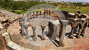 Ruins of ancient Zvartnots Cathedral located in Armavir Province, Armenia