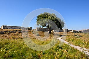 Ruins of the Antimachia Castle on the island of Kos in Greec