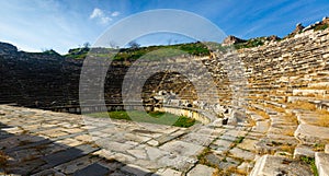 Ruins of antique theater in ancient city of Aphrodisias, Turkey