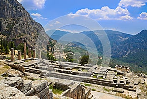Ruins of Apollo temple in Delphi, Greece photo