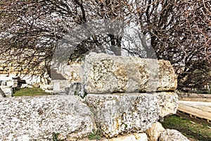 Ruins in the archaeological site of Eleusis in Attica Greece