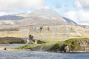 ruins of Ardvreck Castle at Loch Assynt, Highlands, Scotland