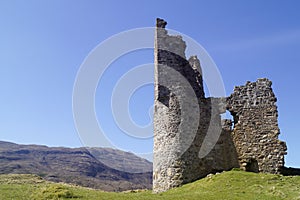 The ruins of Ardvreck Castle near Loch Assynt