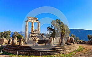 Ruins Athina Pronaia temple in Ancient Delphi