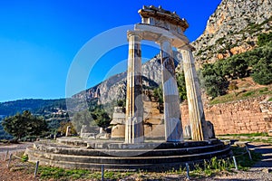 Ruins Athina Pronaia temple in Ancient Delphi