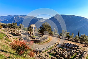 Ruins Athina Pronaia temple in Ancient Delphi