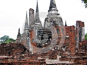 Sacked Ruins at Ayuttaya, Thailand photo