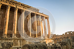 Ruins of Baalbek. Ancient city of Phenicia located in the Beca valley in Lebanon. Acropolis with Roman remains photo