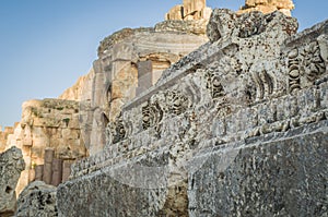 Ruins of Baalbek. Ancient city of Phenicia located in the Beca valley in Lebanon. Acropolis with Roman remains photo