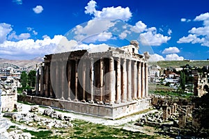 Ruins of Bacchus temple in Baalbek, Bekaa valley Lebanon