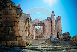 Ruins of Bacchus temple in Baalbek, Bekaa valley, Lebanon
