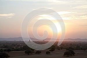 Ruins of Bagan at sunset, Myanmar