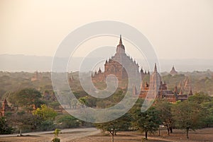 Ruins of Bagan at sunset, Myanmar