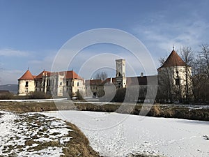The ruins of Banffy Castle in Bontida, Cluj country