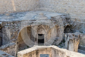 Ruins of bath-house in Shirvanshahs Palace in old town Baku. Hamam.